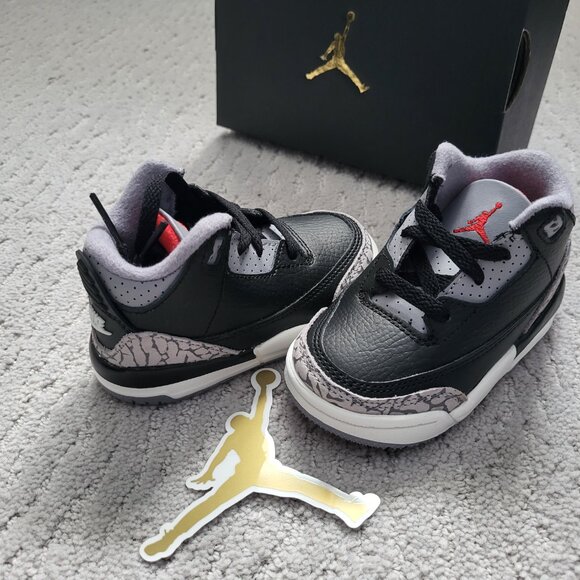 Baby Size 7c - Jordan 3 Retro Black Cement (2024) (TD) DM0968-010 Authentic New! - Picture 5 of 9